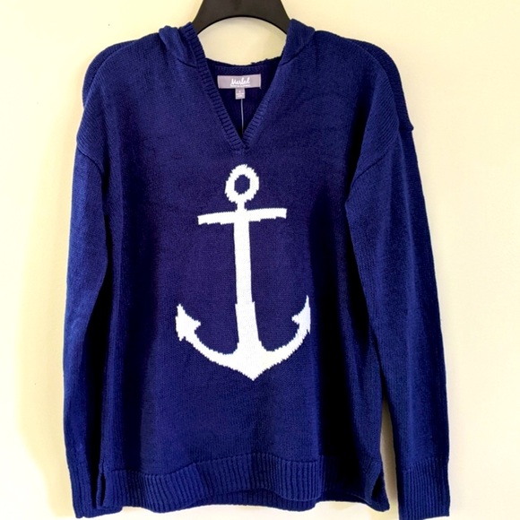 NWOT MARLED Anchor Hooded Sweater Size Large - Picture 1 of 12